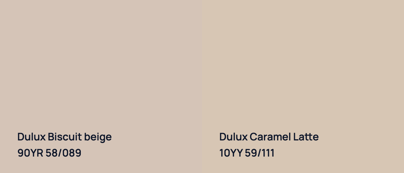 Dulux Biscuit beige 90YR 58/089 vs Dulux Caramel Latte 10YY 59/111