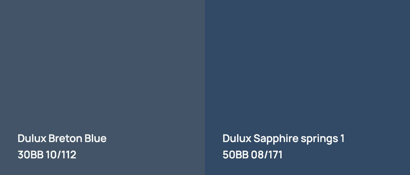 Dulux Breton Blue 30BB 10/112 vs Dulux Sapphire springs 1 50BB 08/171