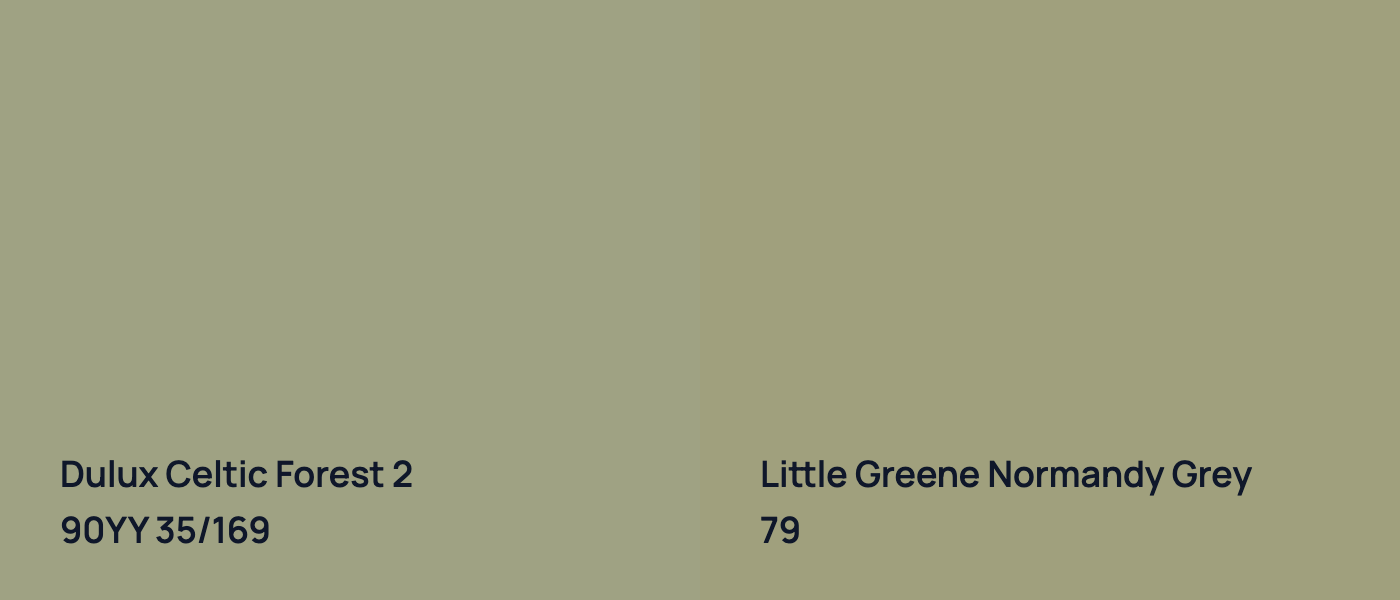 Dulux Celtic Forest 2 90YY 35/169 vs Little Greene Normandy Grey 79