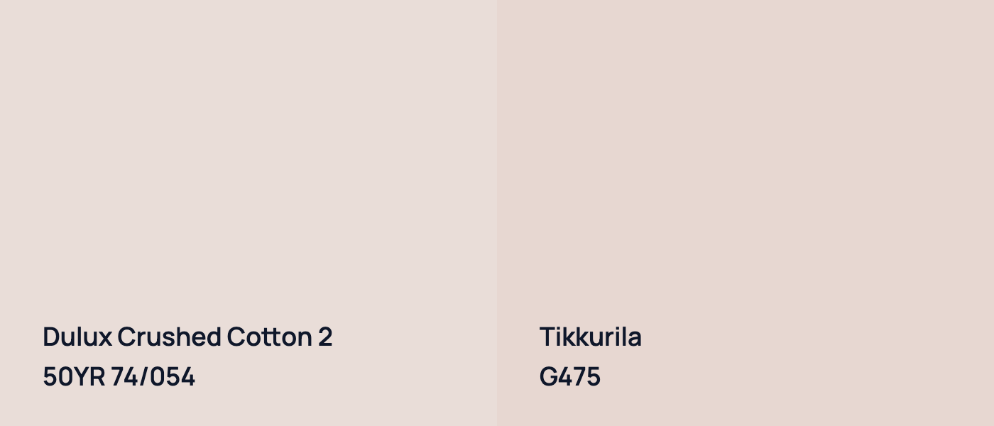 Dulux Crushed Cotton 2 50YR 74/054 vs Tikkurila  G475