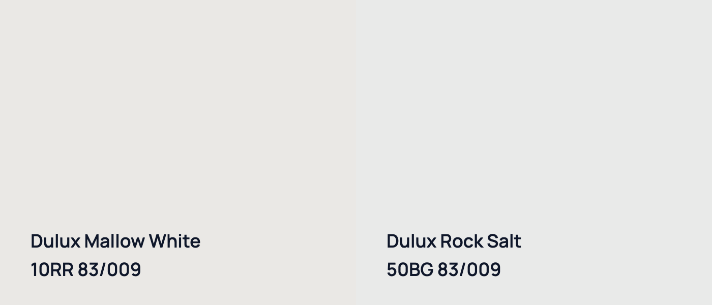 Dulux Mallow White 10RR 83/009 vs Dulux Rock Salt 50BG 83/009