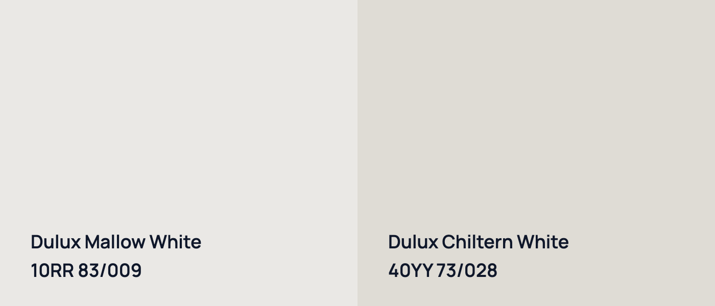 Dulux Mallow White 10RR 83/009 vs Dulux Chiltern White 40YY 73/028