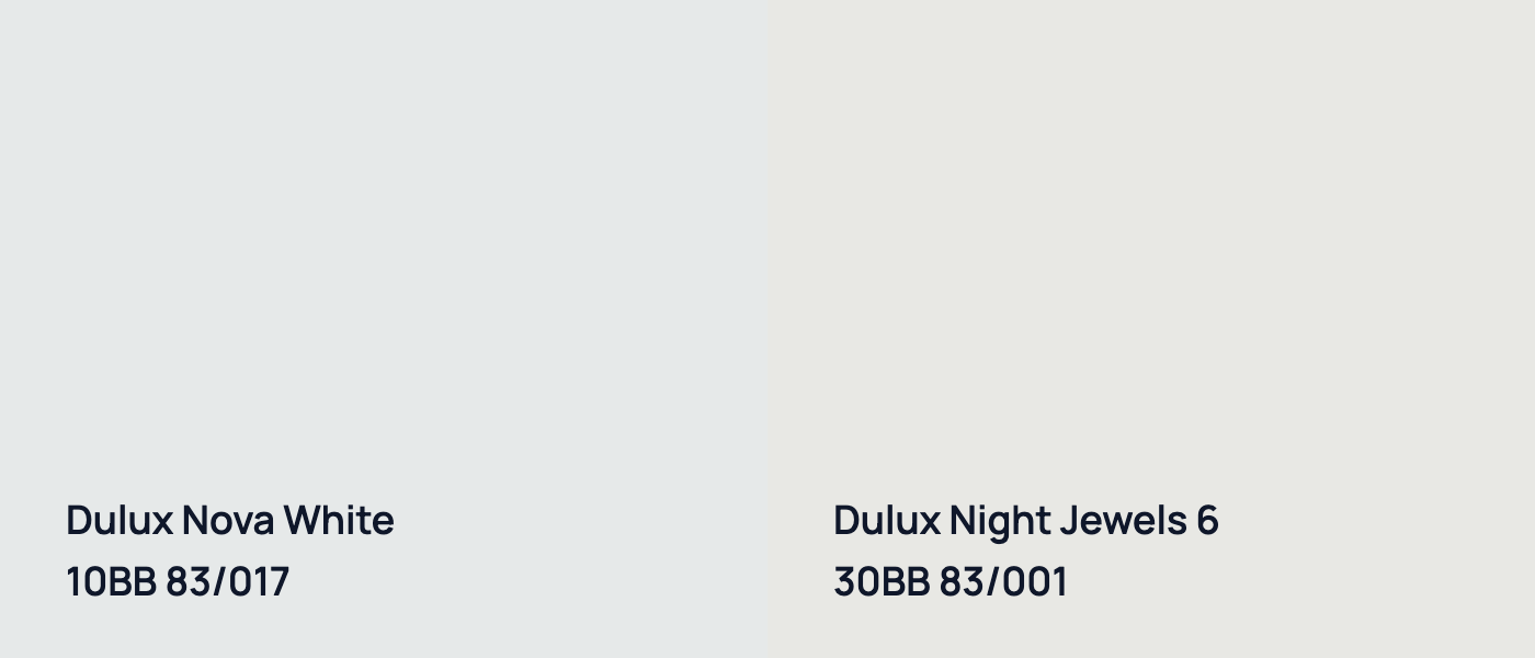 Dulux Nova White 10BB 83/017 vs Dulux Night Jewels 6 30BB 83/001