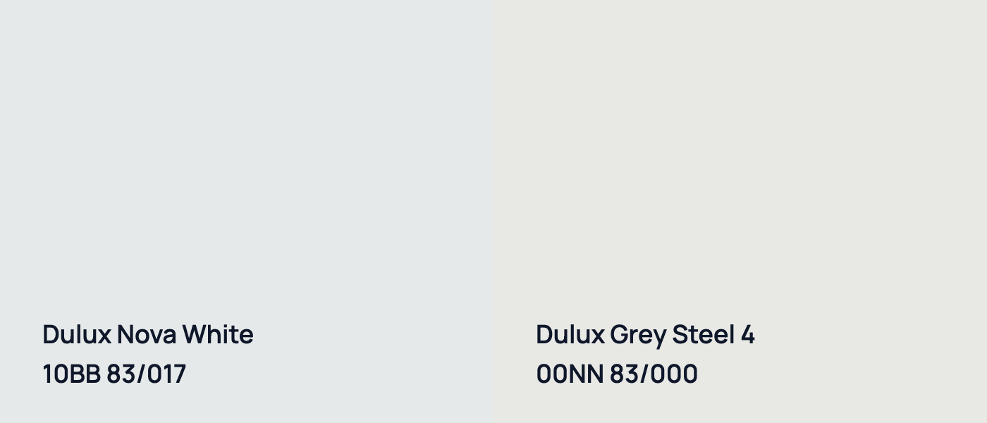 Dulux Nova White 10BB 83/017 vs Dulux Grey Steel 4 00NN 83/000