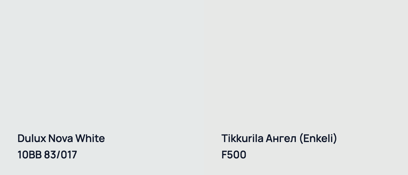Dulux Nova White 10BB 83/017 vs Tikkurila Ангел (Enkeli) F500