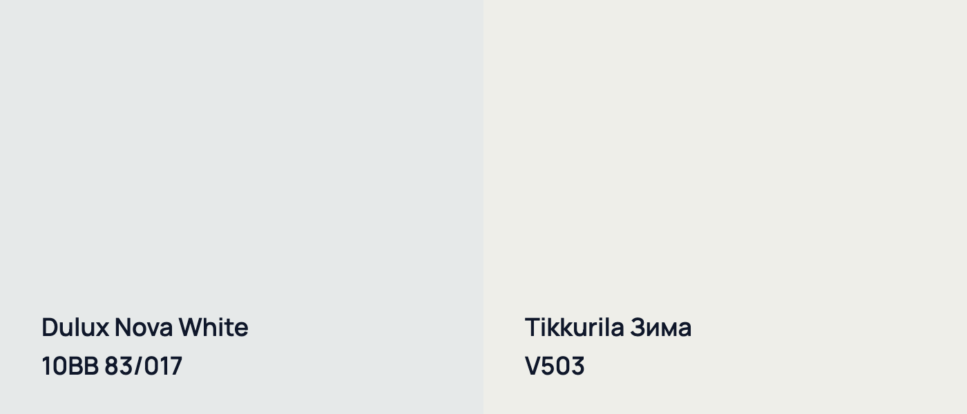 Dulux Nova White 10BB 83/017 vs Tikkurila Зима V503