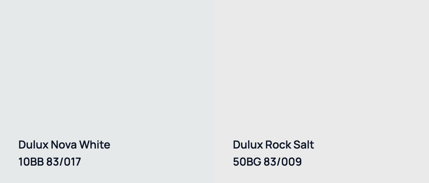 Dulux Nova White 10BB 83/017 vs Dulux Rock Salt 50BG 83/009