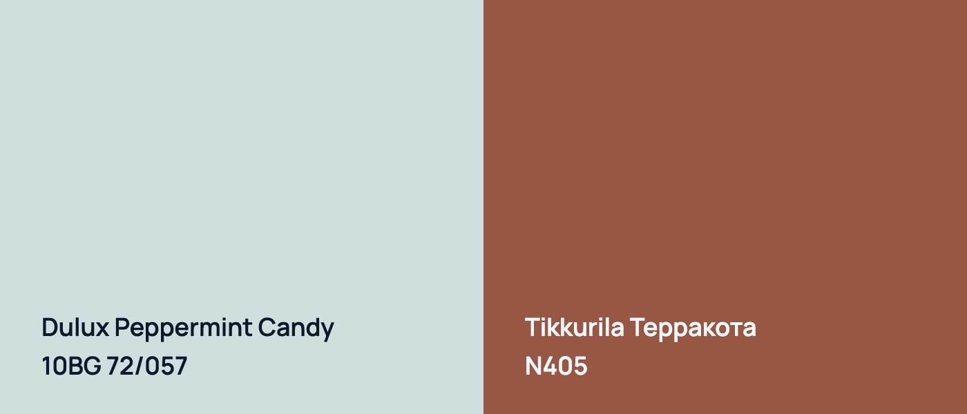 Dulux Peppermint Candy 10BG 72/057 vs Tikkurila Терракота N405