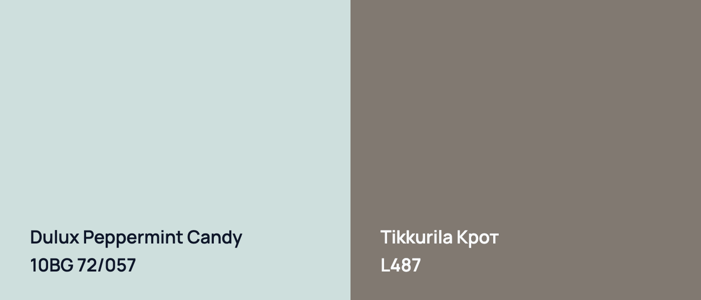Dulux Peppermint Candy 10BG 72/057 vs Tikkurila Крот L487