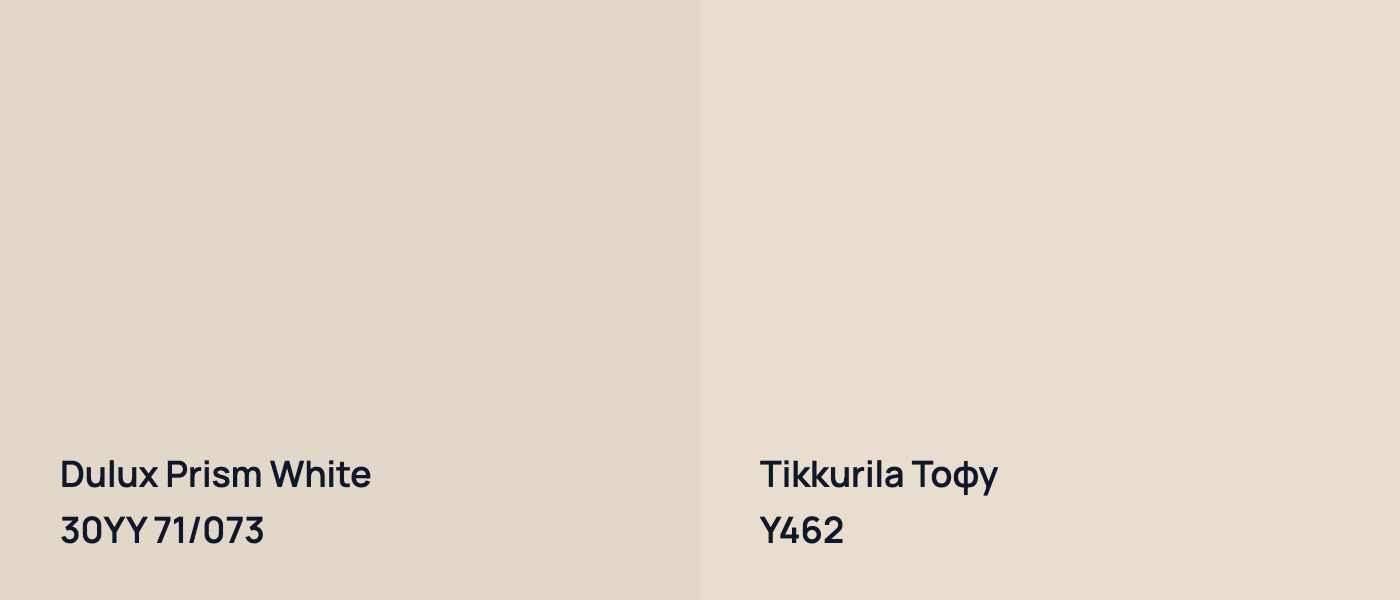 Dulux Prism White 30YY 71/073 vs Tikkurila Тофу Y462