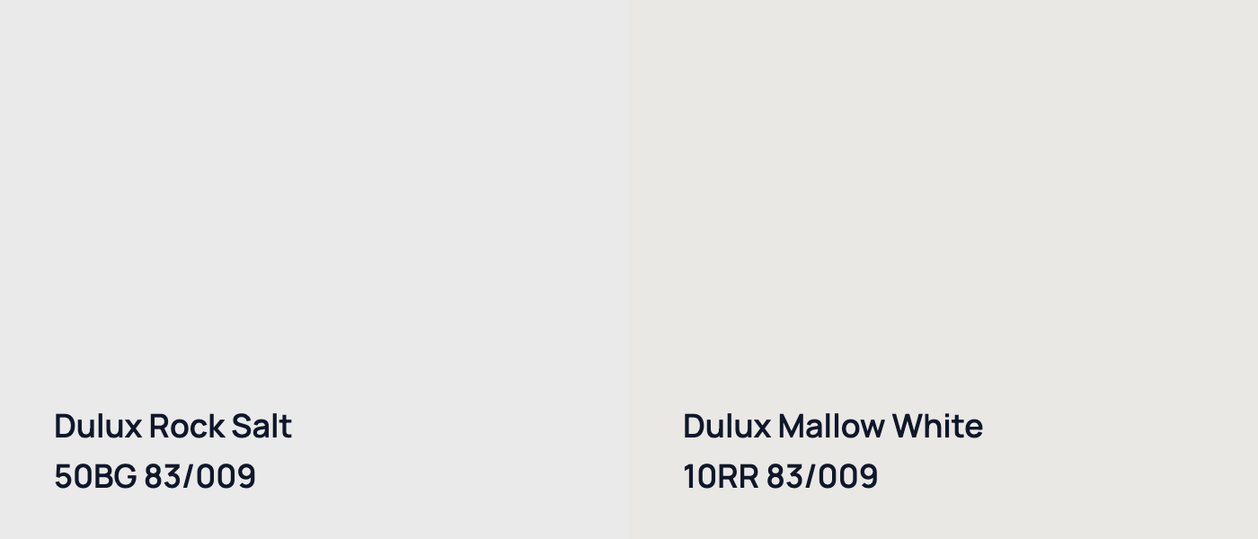 Dulux Rock Salt 50BG 83/009 vs Dulux Mallow White 10RR 83/009