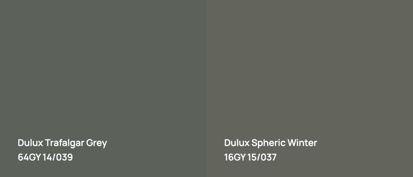 Dulux Trafalgar Grey 64GY 14/039 vs Dulux Spheric Winter 16GY 15/037