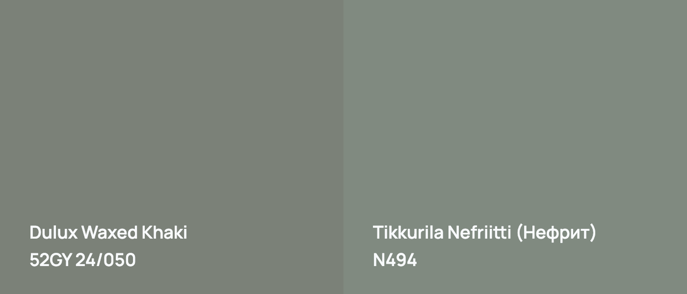 Dulux Waxed Khaki 52GY 24/050 vs Tikkurila Nefriitti (Нефрит) N494