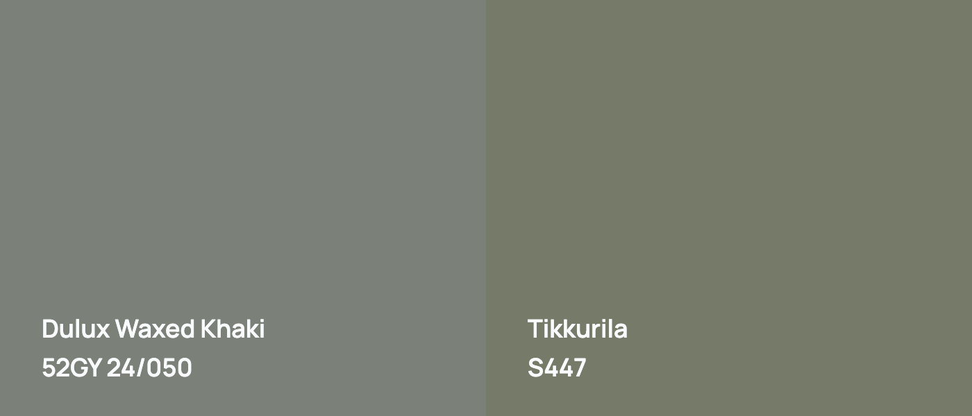 Dulux Waxed Khaki 52GY 24/050 vs Tikkurila  S447
