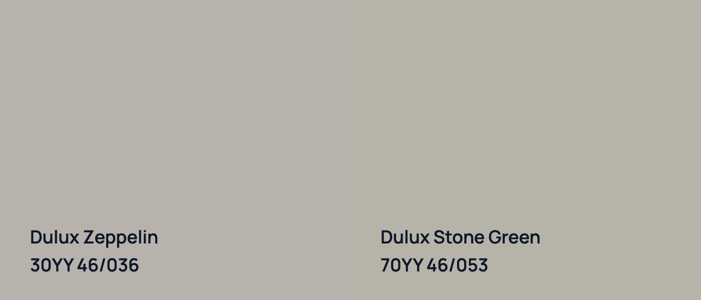 Dulux Zeppelin 30YY 46/036 vs Dulux Stone Green 70YY 46/053