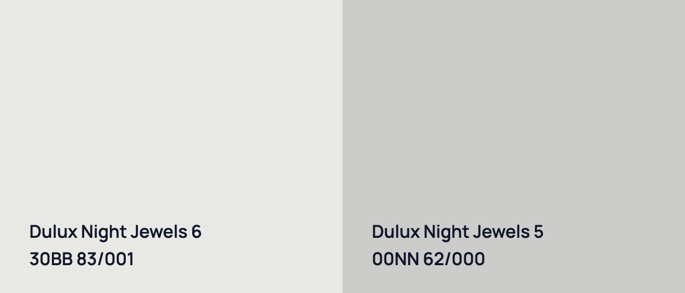 Dulux Night Jewels 6 30BB 83/001 vs Dulux Night Jewels 5 00NN 62/000