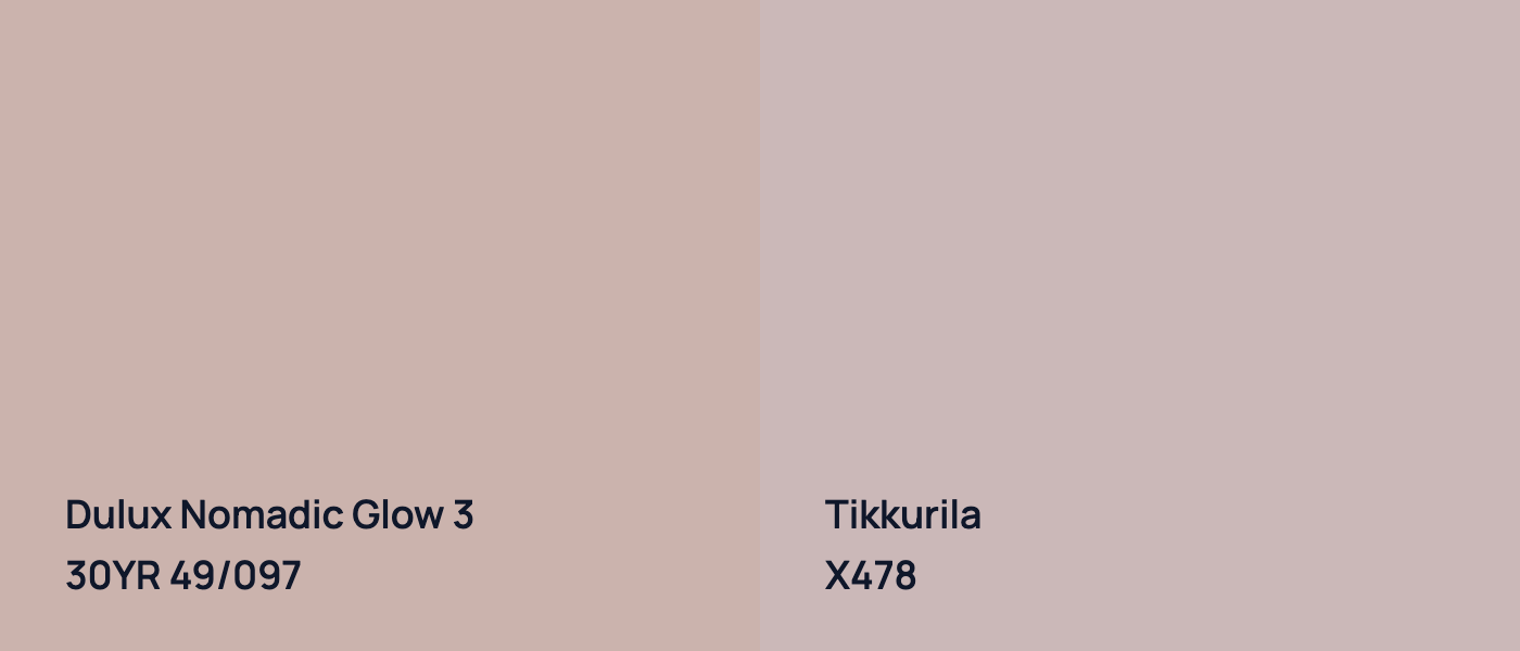Dulux Nomadic Glow 3 30YR 49/097 vs Tikkurila  X478