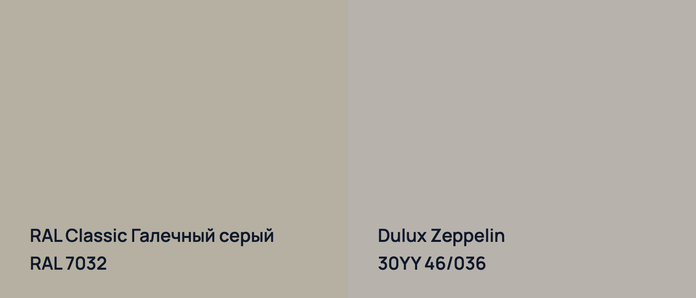RAL Classic Галечный серый RAL 7032 vs Dulux Zeppelin 30YY 46/036