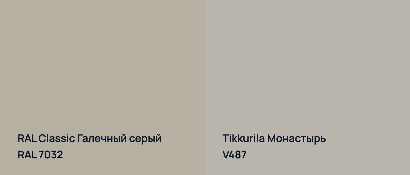 RAL Classic Галечный серый RAL 7032 vs Tikkurila Монастырь V487