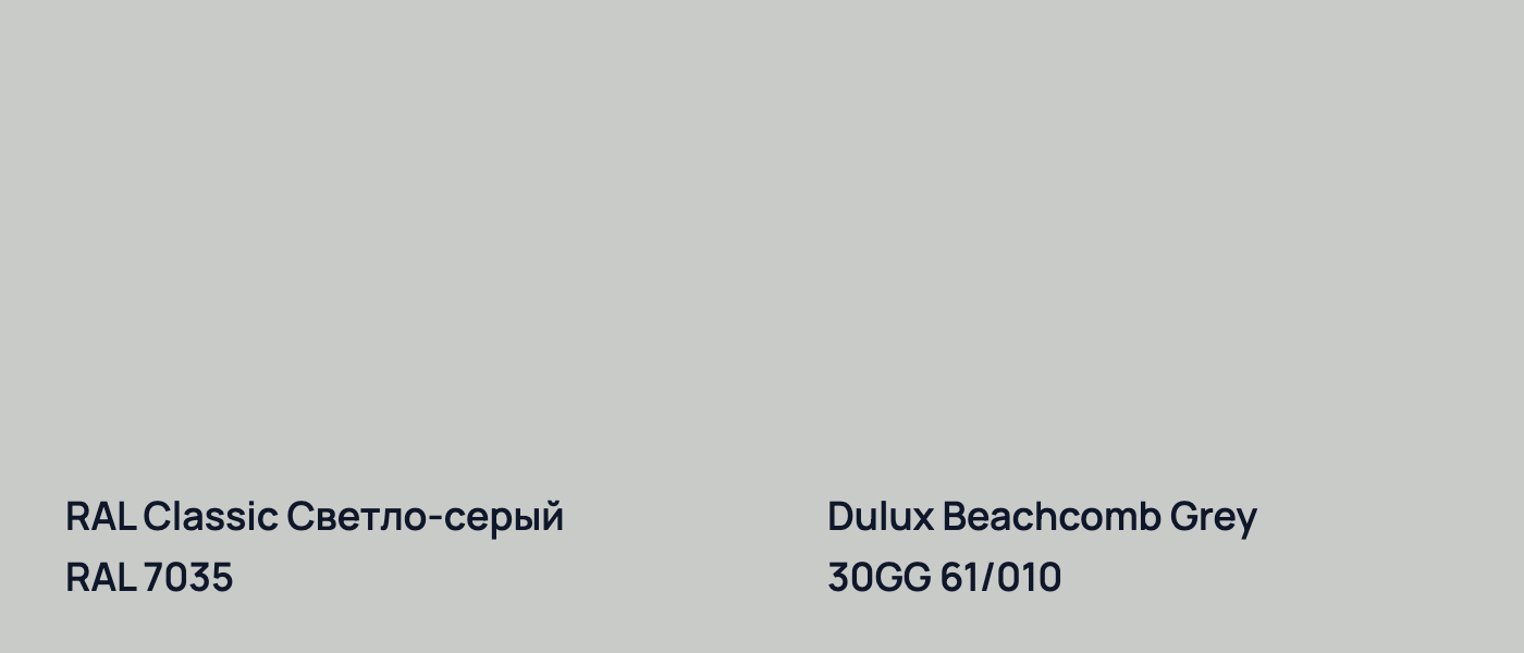 RAL Classic Светло-серый RAL 7035 vs Dulux Beachcomb Grey 30GG 61/010