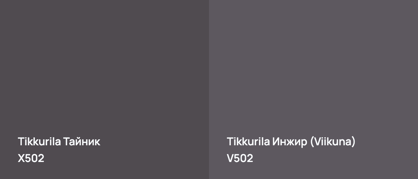 Tikkurila Тайник X502 vs Tikkurila Инжир (Viikuna) V502