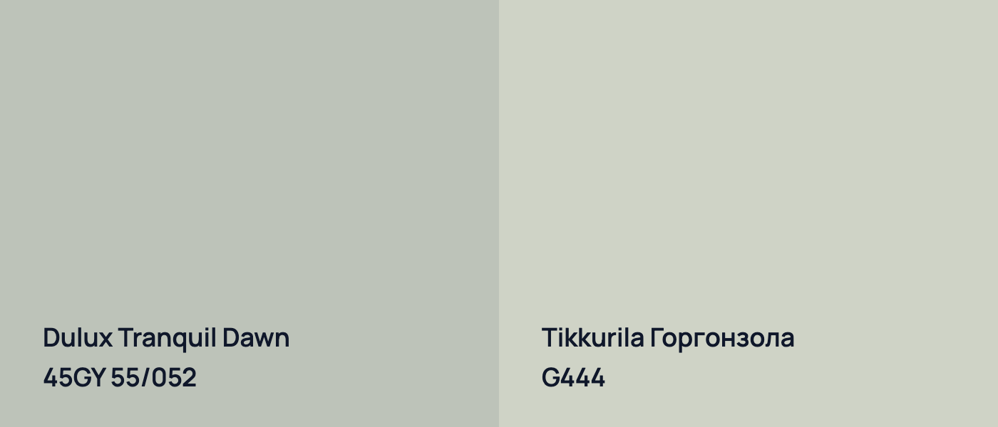 Dulux Tranquil Dawn 45GY 55/052 vs Tikkurila Горгонзола G444