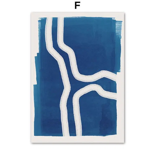 Абстрактный постер, синий с белыми линиями