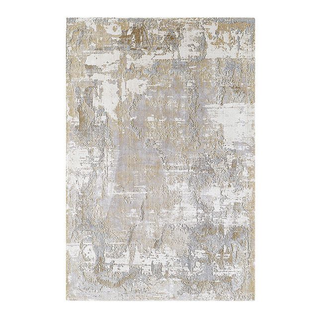 Бежево-серый абстрактный ковер с неравномерным ворсом, 160х230см