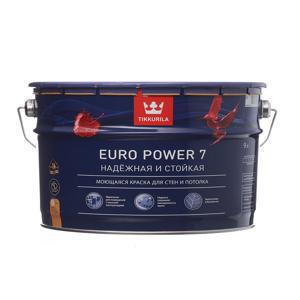 Краска латексная Tikkurila Euro Power 7 моющаяся белая основа А 9 л