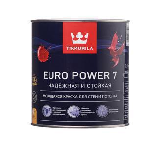 Краска водно-дисперсионная Tikkurila Euro Power 7 моющаяся белая основа А 0,9 л