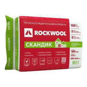 Утеплитель Rockwool Лайт Баттс Скандик 100х600х800 мм 2,88 кв.м